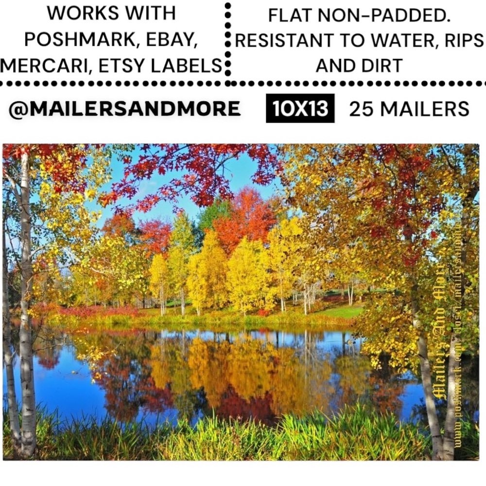 25 10X13 Poly Mailers Autumn Lake Shipping Envelopes PRICE IS FIRM Fall - Picture 2 of 9